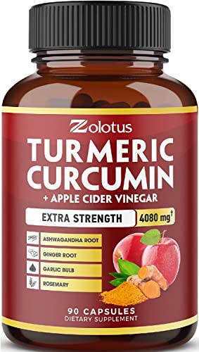 7 in 1 Turmeric Curcumin + Apple Cider Vinegar Capsules, Equivalent to 4080mg Zolotus uk supplements