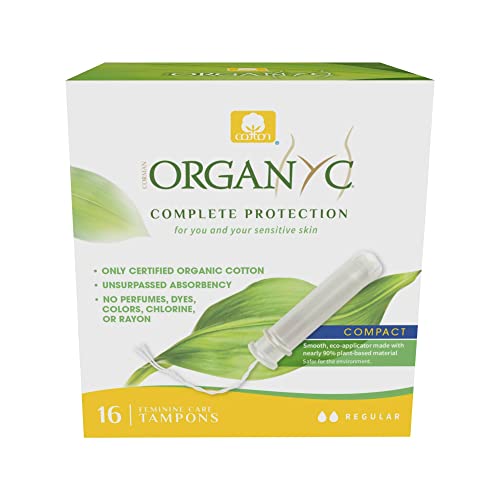 Organyc 100% Certified Organic Cotton Tampons, Plant-Based Eco-Applicator, Regular Flow, 16 Count Organyc uk supplements