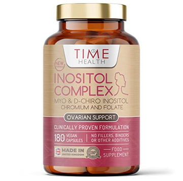 Inositol Complex | PCOS Support | 180 Capsules | Myo & D Chiro-Inositol, Folate & Chromi Time Health uk supplements