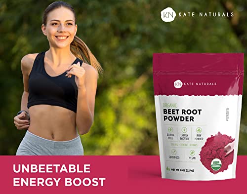 Kate Naturals Beet Root Powder for Baking & Smoothies (8oz) USDA Organic Beetroot Powder Kate Naturals uk supplements