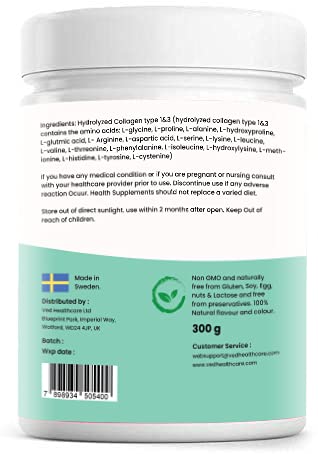 Collagen Peptides Powder Supplement, Support Joint, Bone, Skin, Muscles, Hair, Nail Growth Ved uk supplements