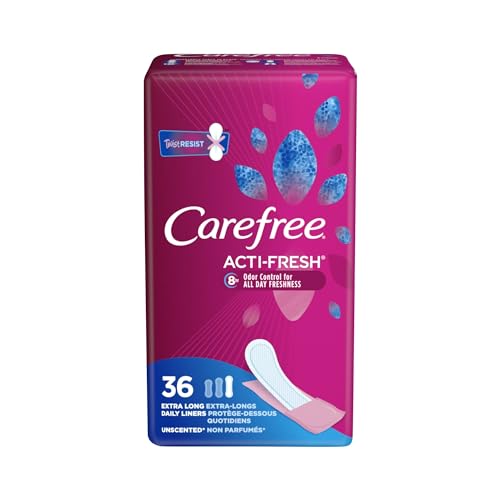 Carefree Liners Extra Long- Pantiliners for Women 36 Count (Pack of 3), Set with Feminine Flushable Msupps.com uk supplements