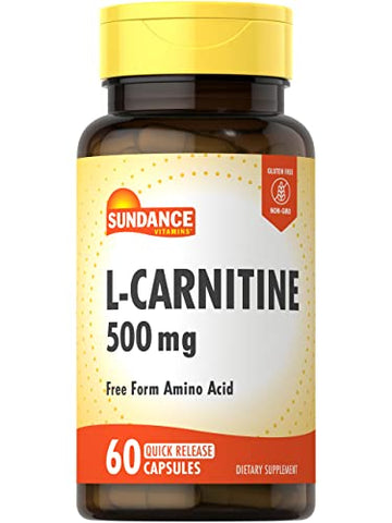 L-Carnitine 500mg | 60 Capsules | Free Form Amino Acid | Non-GMO and Gluten Free Sundance uk supplements