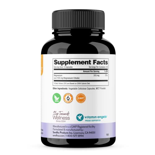 Sandhu's Magnesium Citrate Highly Absorbable Gluten, Soy Diary Free No Fillers Sandhu's uk supplements