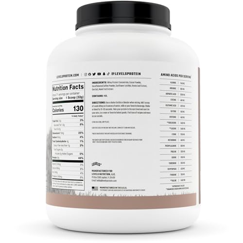 Levels Grass Fed 100% Whey Protein, No Hormones, Chocolate Mocha, 5LB Levels Nutrition uk supplements