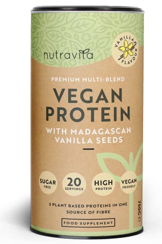 Vegan Protein Powder - Vanilla Flavour - Plant-Based High Protein Powder - 25g Protein per 36g Serving Nutravita uk supplements
