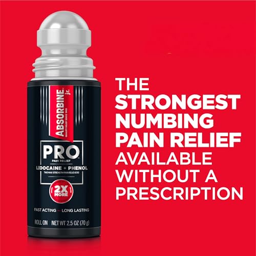 Absorbine Jr. PRO Maximum Strength Lidocaine Roll-On for Targeted Nerve and Muscle Pain Relief, 4% Lidocaine + 1.5% Phenol, Fast Acting & Long Lasting, 2.5 oz ABSORBINE JR. uk supplements
