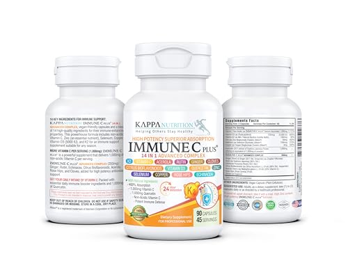 Quercetin 1,000mg, Vitamin C 1,000mg, Zinc 50mg, Vitamin D3 5,000iu, Selenium, Copper, Acerola, Ginger, Rutin, Bitter Orange, Rose Hips, Echinacea, Immune C Plus, 14 in 1 Immune C Plus (90 Count) KAPPA NUTRITION uk supplements