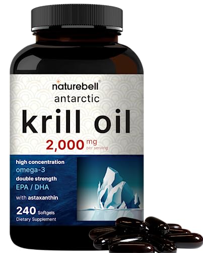 Antarctic Krill Oil 2000mg Supplement, 240 Softgels, 3X Strength Natural Source of Omega NatureBell uk supplements