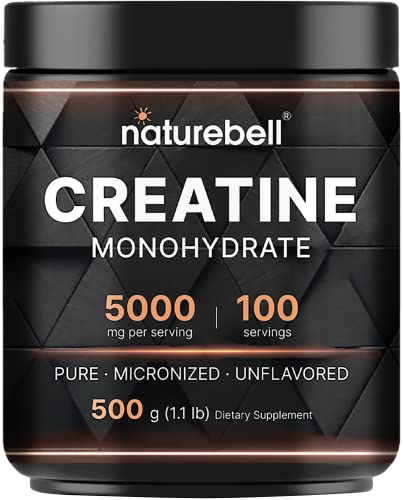 NatureBell Creatine Monohydrate Powder 500 Grams, 5000mg Per Serving NatureBell uk supplements