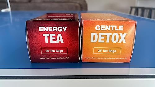 Total Tea Detox Tea & Energy Tea Set - 25 Day Detox Tea - Herbal SIim Tea Total Tea uk supplements