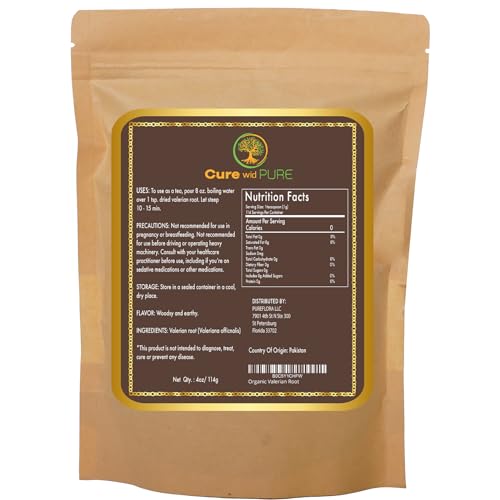 Cure wid Pure Organic Valerian Root Tea - Cut,Sifted & Non-Irradiated Valerian Tea Promotes Cure wid Pure uk supplements
