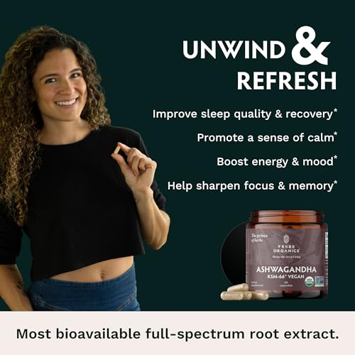 TRIBE ORGANICS Vegan Ashwagandha KSM 66 Pure Organic Root Powder Extract Ayurvedi TRIBE ORGANICS uk supplements