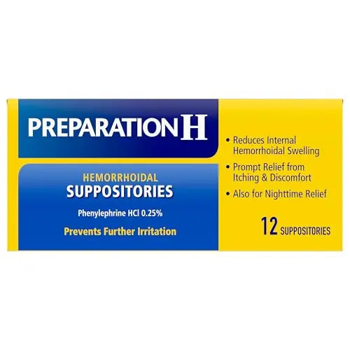 Preparation H Hemorrhoid Suppositories For Itching And Discomfort Relief - 12 Count (Pack of 1) Preparation H uk supplements