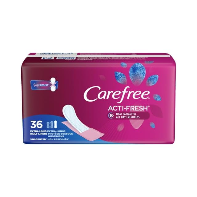 Carefree Liners Extra Long- Pantiliners for Women 36 Count (Pack of 3), Set with Feminine Flushable Msupps.com uk supplements