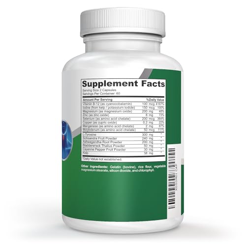 NusaPure Premium Thyroid Support Supplement (Non-GMO) 120 caps for with Ashwaganda NusaPure uk supplements