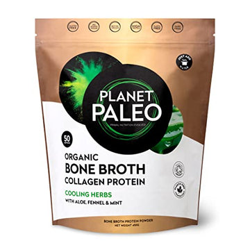 Planet Paleo Organic Bone Broth - Cooling Herbs (450g, 50 Servings) Organic, Grass Fed, High Protein Planet Paleo uk supplements