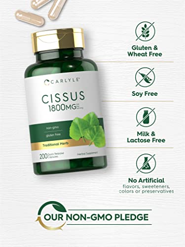 Carlyle Cissus Quadrangularis 1800mg | 200 Capsules | Traditional Herb Extract Carlyle uk supplements