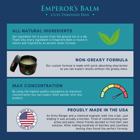The Emperor's Balm Joint & Muscle Pain Relief Cream – Fast-Acting, Non-Greasy, Long-Lasting Natural Formula – Soothing Rub for Back, Shoulder, Neck & Whole Body - 2oz The Emperor's Balm uk supplements
