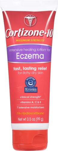 Cortizone-10 Maximum Strength Intensive Healing Itch Relief Lotion for Eczema, 1% Hydrocortisone, Fast-Acting, Anti-Itch Cream for Minor Skin Irritations, Rashes and Inflammation Due to Eczema, 3.5 oz Cortizone 10 uk supplements