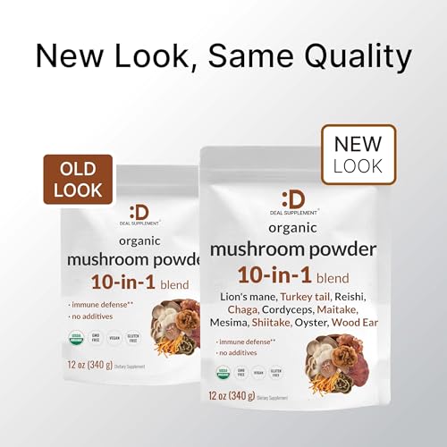 Organic Mushroom Powder Supplement, 12oz – 10 in 1 Active Blend – Turkey Tail, Lions Mane DEAL SUPPLEMENT uk supplements