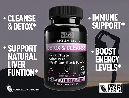 Véla Colon Cleanse & Liver Detox Formula Cleanse - 22 Herbs with Milk Thistle, Turmeric Véla uk supplements