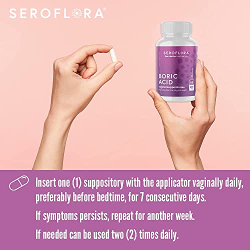 Seroflora Boric Acid Vaginal Suppositories for Women + 1 Suppository Applicator - Helps Seroflora uk supplements