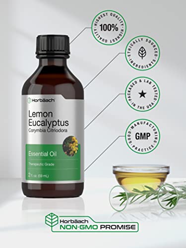 Lemon Eucalyptus Essential Oil | 2 oz | for Massage, Bath, Diffuser, DIY Projects & More Horbäach uk supplements