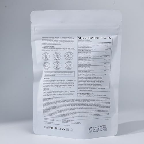 chenyayun Lymphatic Drainage Supplements, 240 Softfels, 21-in-1 Natural Herbal Blends with Echinacea, Dandelion, Burdock Root for Lymph System, Immune Support, Cleanse, Less Swelling/Bloating chenyayun uk supplements