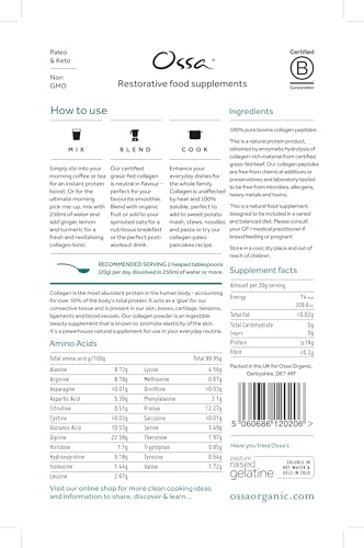 Ossa Certified Grassfed Collagen Peptides Powder-Supplement for Joint, Gut, Hair, Skin & Nails Ossa uk supplements