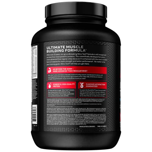 MuscleTech NitroTech Whey Protein Powder, Muscle Maintenance & Growth, Whey Isolate Protein Muscletech uk supplements