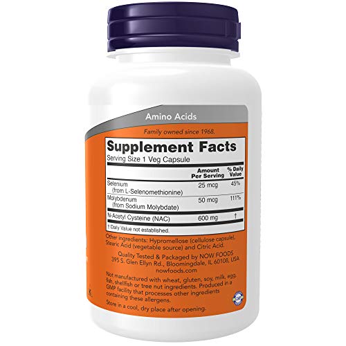 NOW Supplements, NAC (N-Acetyl Cysteine) 600 mg with Selenium & Molybdenum NOW uk supplements