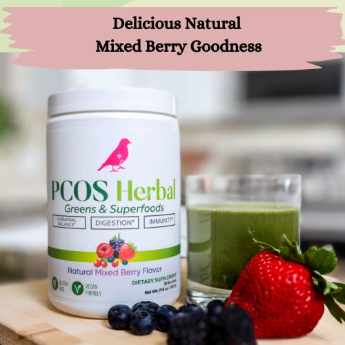 PCOS Herbal Green Superfood Probiotic Powder Mix: Hormonal Balance, Energy Boost PCOS Herbal Tea uk supplements