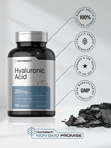 Hyaluronic Acid Supplement | 200 mg | 150 Capsules | Non-GMO and Gluten Free Supple Horbäach uk supplements