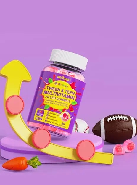 Nextdia Multivitamin Filled Gummies for Teen Boys Girls 12-17, 18, 19, Kids 10+ Multivitamin with Omega 3, Calcium + Magnesium + Zinc, Multi-Minerals Nextdia uk supplements