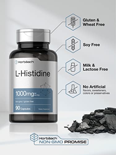 Horbaach L-Histidine 1000mg 90 Capsules | Non-GMO and Gluten Free | Pharmaceutical Horbäach uk supplements