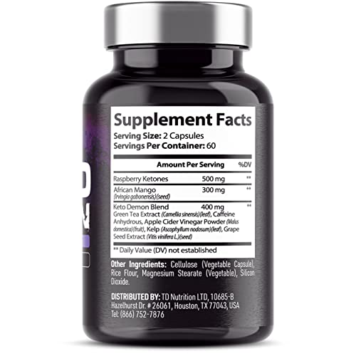 Keto Demon – Hardcore Keto Pills – Use with The Keto Diet – Packed with Raspberry Ketones Demon Labz uk supplements