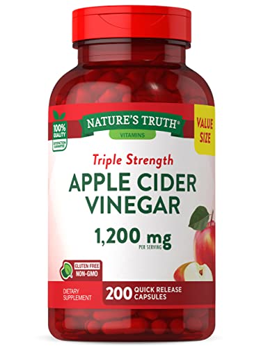 Nature's Truth Apple Cider Vinegar Capsules | 1200mg | 200 Pills | Extra Strength | Value Size Nature's Truth uk supplements