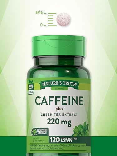 Caffeine Pills | 220mg | 120 Count | with Green Tea Extract | Vegetarian, Non-GMO & Gluten Nature's Truth uk supplements