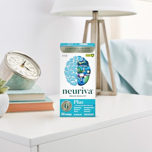 NEURIVA Plus Brain Supplement for Memory and Focus Clinically Tested Nootropics for Concentration for Mental Clarity, Cognitive Enhancement Vitamins B6, B12, Phosphatidylserine 30 Capsules NEURIVA uk supplements