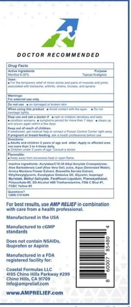 AMP RELIEF Cream - 4oz - All Natural Topical Pain Cream with Arnica, Boswellia, Eucalyptus and Menthol AMP RELIEF uk supplements