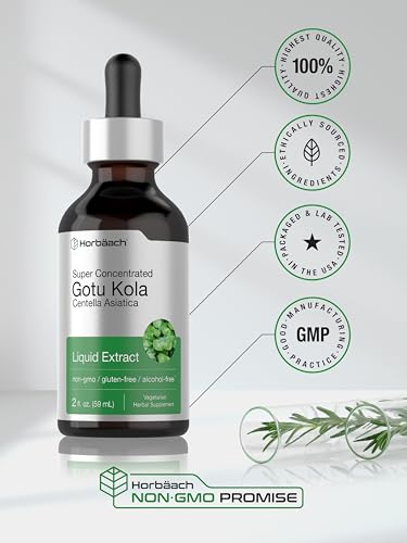 Gotu Kola Extract | 2 fl oz | Alcohol Free | Super Concentrated Liquid Herb Supplement Horbäach uk supplements