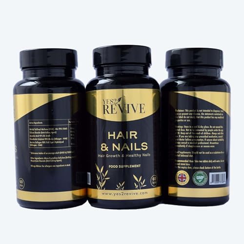 YES2 REVIVE Hair Nails Growth - Includes Marine Collagen, Ascorbic Acid, MSM & Vitamin C for Men and Women Skin, Longer, Strength, Thicker YES2 REVIVE uk supplements