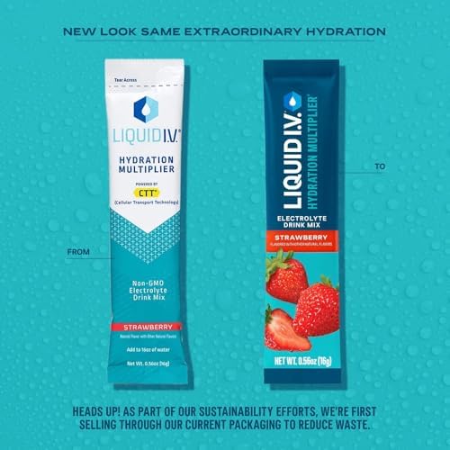 Liquid I.V.® Hydration Multiplier - Strawberry | Electrolyte Powder Drink Mix | 1 Pack (16 Servings) Liquid I.V. uk supplements