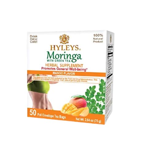 Hyleys Tea Moringa Oleifera with Mango Flavor - 50 Tea Bags (6 Pack - 300 Tea Bags total) (Miracle Tree Tea) HYLEYS uk supplements