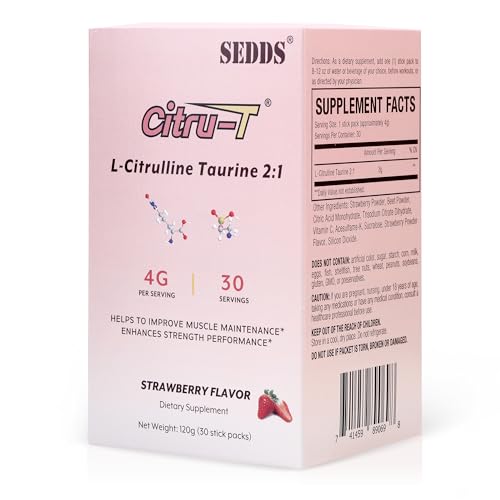 SEDDS L-Citrulline Taurine 2:1, Strawberry-Flavored L Citrulline Powder Citrulline Supplements SEDDS uk supplements