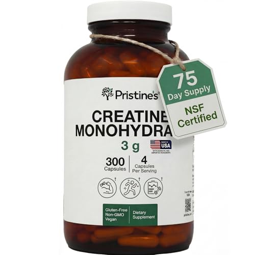 PRISTINE'S Creatine Monohydrate Capsules for Women & Men - NSF Certified 75 Day Supply 3G Muscle Growth Support Supplement - Cognitive & Athletic Performance Support - Enhanced Recovery PRISTINE'S uk supplements