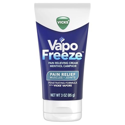 Vicks VapoFreeze Topical Pain Cream 3.0oz, Maximum Strength Menthol+ for Muscle Pain Relief, Joint Pain Relief, Knee Pain Relief, Back Pain Relief, Cream for Pain Relief, Topical Pain Relief Vicks uk supplements