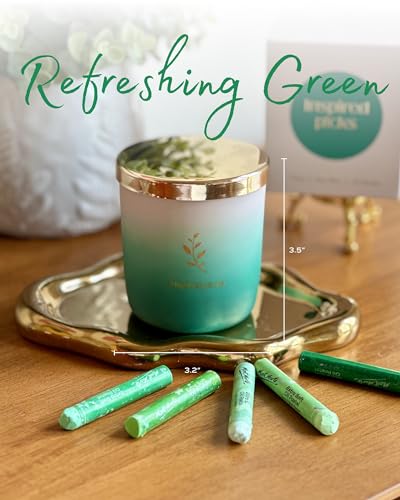 Inspired Picks Refreshing Green Candle – Wood Sage & Sea Salt w/Gold Stemmed Leaves Symbol Inspired Picks uk supplements