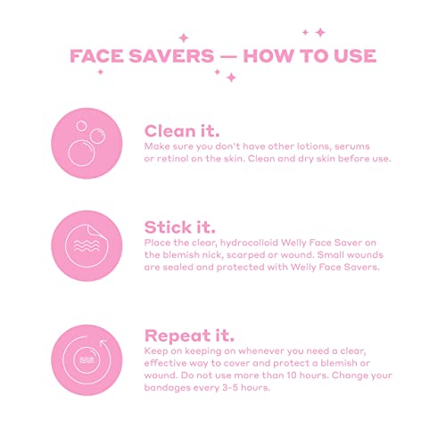 Welly Bandages - Face Savers, Hydrocolloid Acne Blemish Patch, Adhesive, Small Spot Shape Welly uk supplements